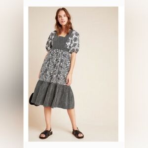 Anthropologie Bloomingprint Adrienne Flounced Midi Dress